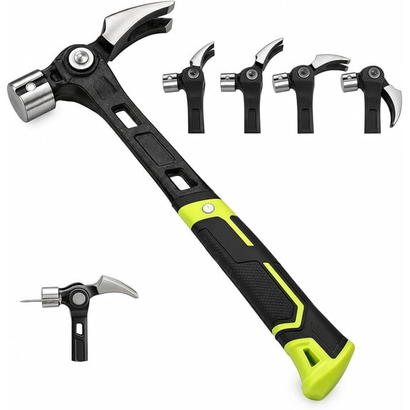 Adjustable Claw German Hammer with Magnetic Nail Puller Hammer Holder,1 | Multi Angle Adjustable Framing Hammer with Nail Puller, Shock-Absorbing Grip for Repair , Construction