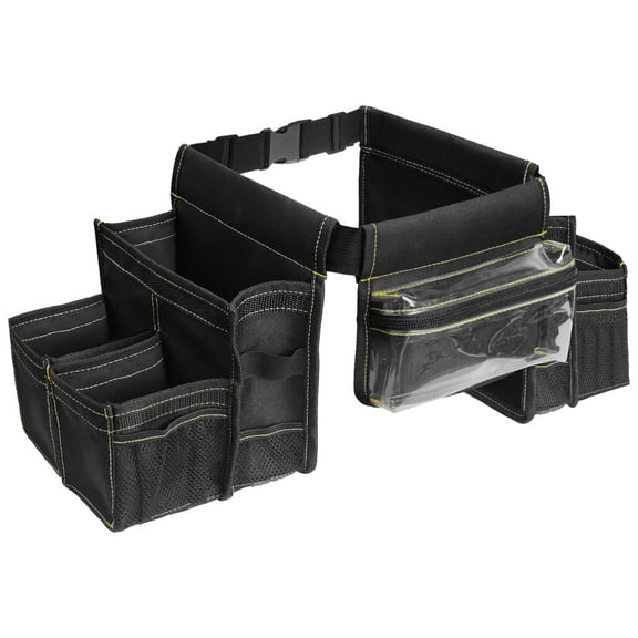 Adjustable Cleaning Belt Apron, Waterproof Tool Bag for Housekeepers, Multi-Pocket Design, Includes Transparent Pocket, Black, Ideal for Home and Professional Use
