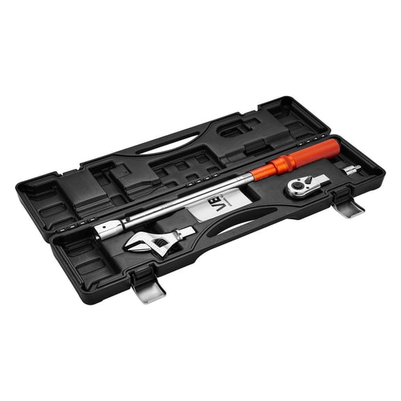 Adjustable Click Torque Wrench 1/2 Inch Drive 20-160 lbf ft 27.1-216.8 Nm Dual Direction Dual Range 72 Tooth 2% Precision Interchangeable Jaw Ratchet Head Adapter
