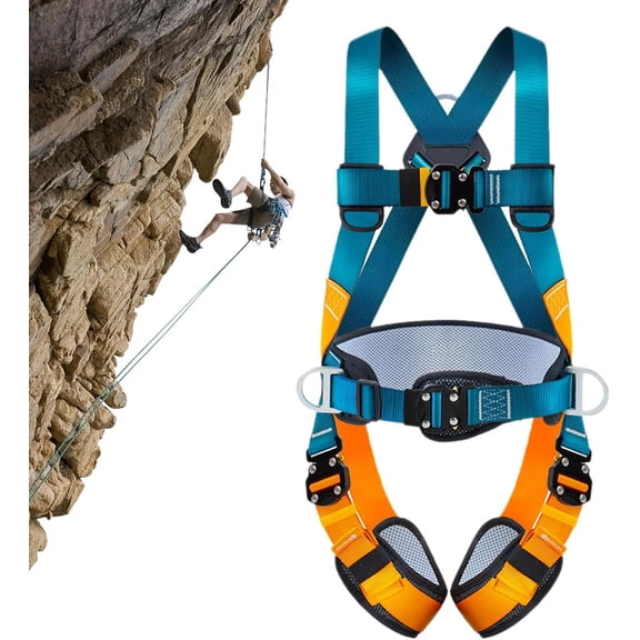 Adjustable Climbing Harness for Rock, Mountain, and High-Altitude Work, Heavy-Duty Polyester with Alloy Steel, Waist 80-120 cm, Load Capacity 2200 KG, Roof And Outdoor Safety Gear, Safety Harness