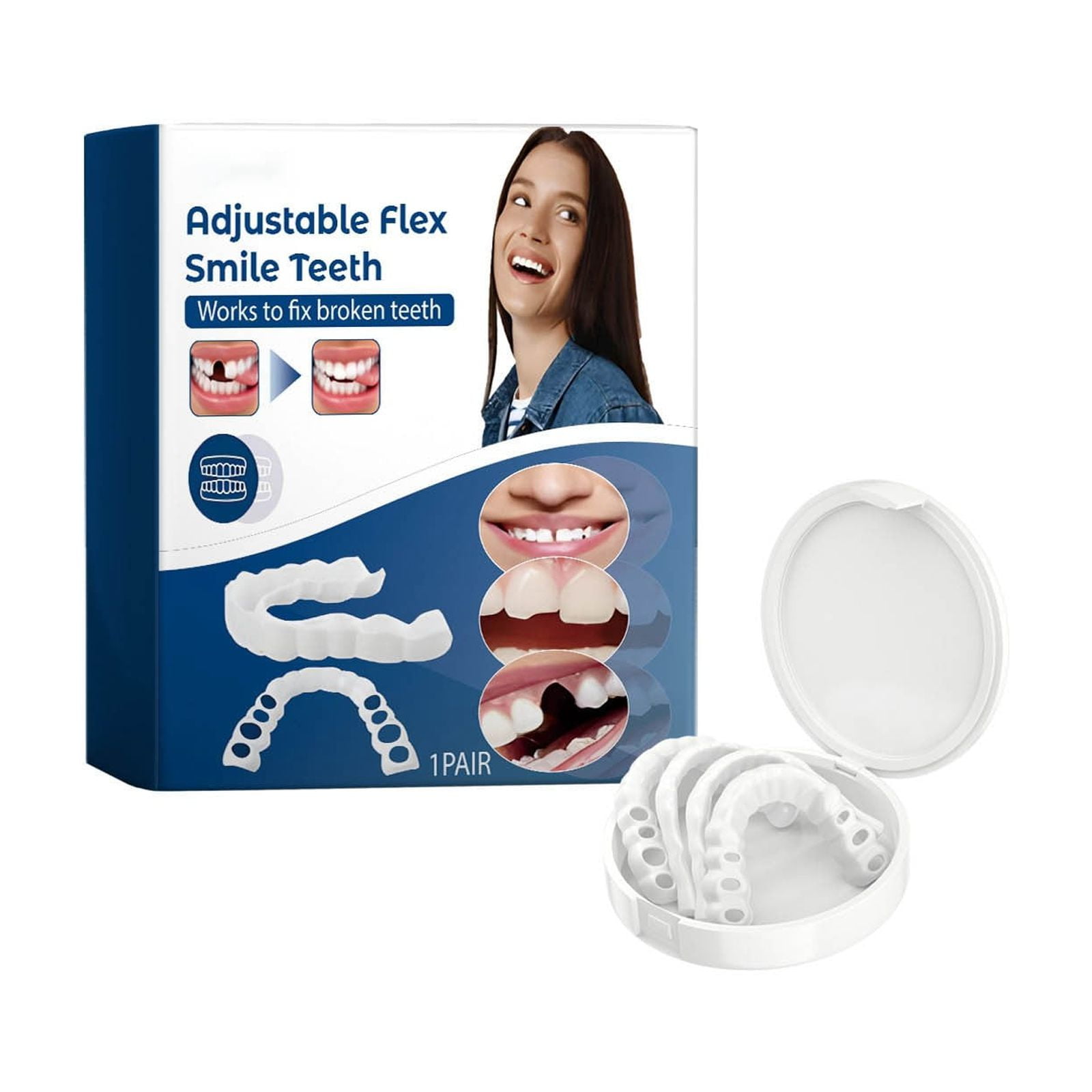 Adjustable Clip On Dentures Simulation Braces Upper And Lower Teeth Set