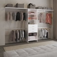 Adjustable Closet Organizer System with Drawers and Hanging Rods, White ...