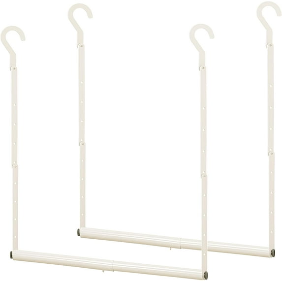 Adjustable Closet Rod Hanging Clothes Heavy Duty Closet Extender Hanging Rod Space-Saving Clothes Hanging Bar Double Closet Hanging Rod Hanging Closet Organizer Closet Bar,2 Pack White