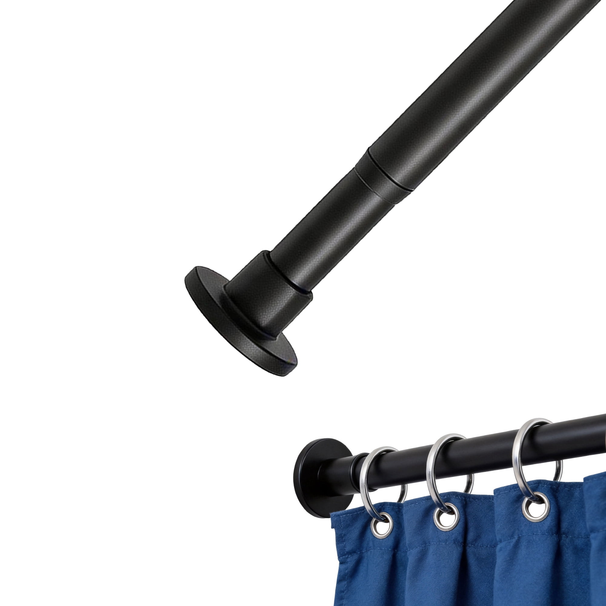 GARITIN Adjustable Tension Curtain Rod, 43.3-78.7 Inch No Drill Shower Curtain Rod for Window, Bathroom, Closet, Black Tension Rod