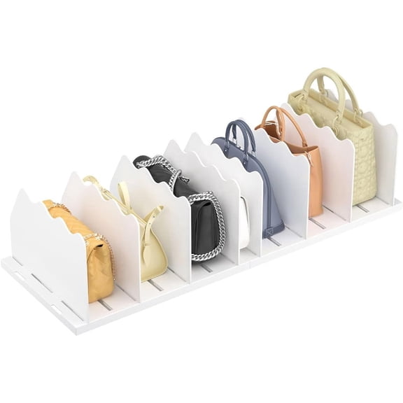 Adjustable Closet Shelf Dividers, Multi-Purpose Storage Separators for Handbags Purses Books, Universal Use in Bedroom, Office, Kitchen, Bathroom,White