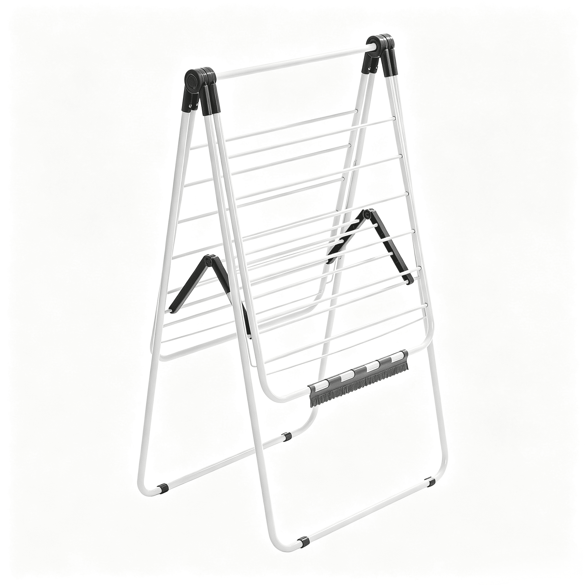 Adjustable Clothes Drying Rack, 2-Tier with 21 Hanging Rods, 22 lbs Capacity, Foldable, Sock Clips, for Laundry Room Balcony