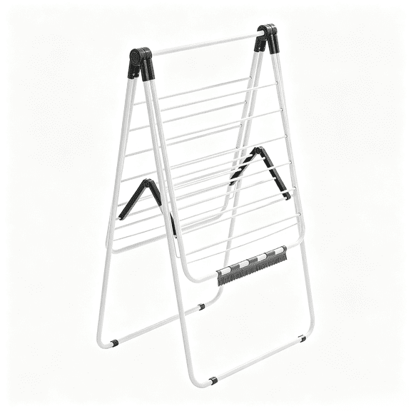 Adjustable Clothes Drying Rack, 2-Tier with 21 Hanging Rods, 22 lbs Capacity, Foldable, Sock Clips, for Laundry Room Balcony