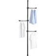 thumbnail image 1 of Adjustable Clothing Rack Laundry Tension Pole 3 Tiers Clothes Drying Hanger Stand Coat Tree DIY Floor to Ceiling Vertical Corner Garment Storage Organizer for Indoor, Balcony - Black, 1 of 7