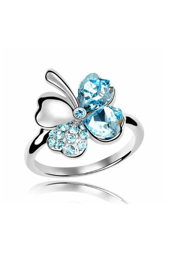 Adjustable Clover Ring For Couple Women Men European Design Alloy With Crystal Elegant Crystal Gift For Couple