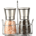 thumbnail image 1 of Adjustable Coarseness Salt And Pepper Grinder Set, Robust Glass Mills With Clear Glass Body, Ceramic Rotor For Fresh Spices, Stainless Steel Lid Protection, Large Capacity,, 1 of 6