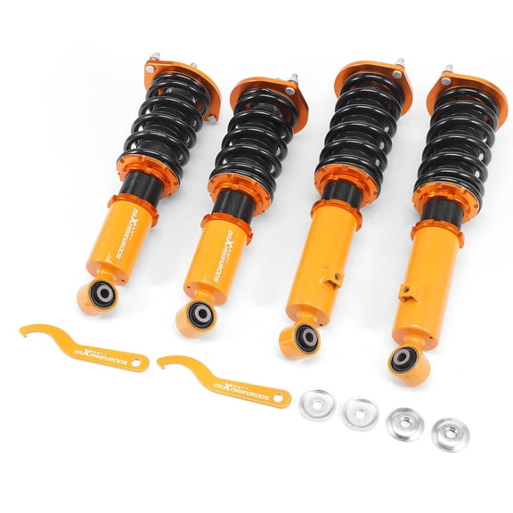 Adjustable Coilover Suspension Lowering Kit for Mazda Miata MX5 NA NB 1989-2005, Height Adjustable Street Coilovers with Pillow Ball Mounts, SKU 20781770, Golden & Black