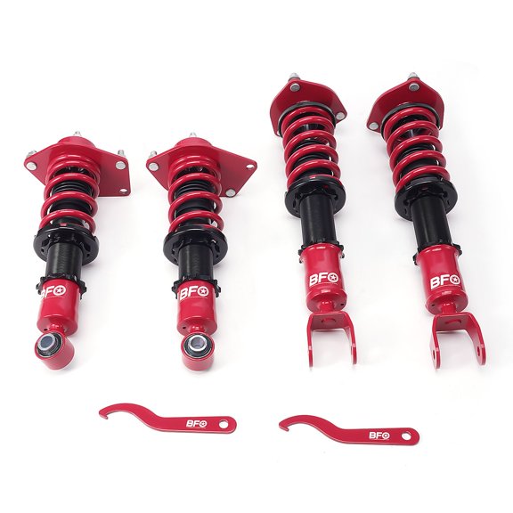 Adjustable Coilover Suspension Strut Lowering Kit for Mazda RX-8 2004-2011 SE3P, Red Twin-Tube Shocks, 1-3 Inch Drop, SKU 43416809, Front & Rear Suspension Upgrade Kit