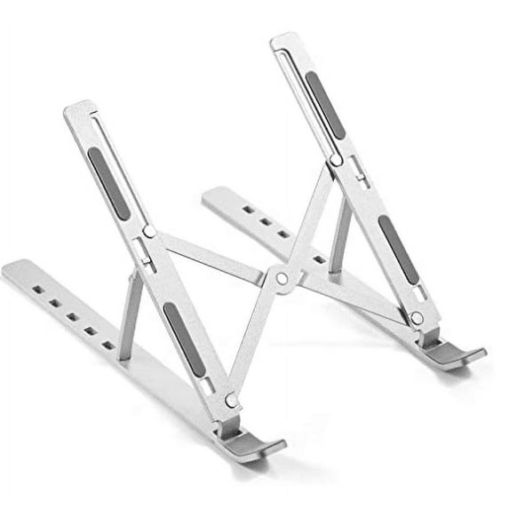 Adjustable Collapsible MacBook, ipad, Tablet, or Laptop Stand For Desk. Perfect MacBook, ipad, Tablet, or Laptop Holder For Travel. Convenient and Foldable. Silver