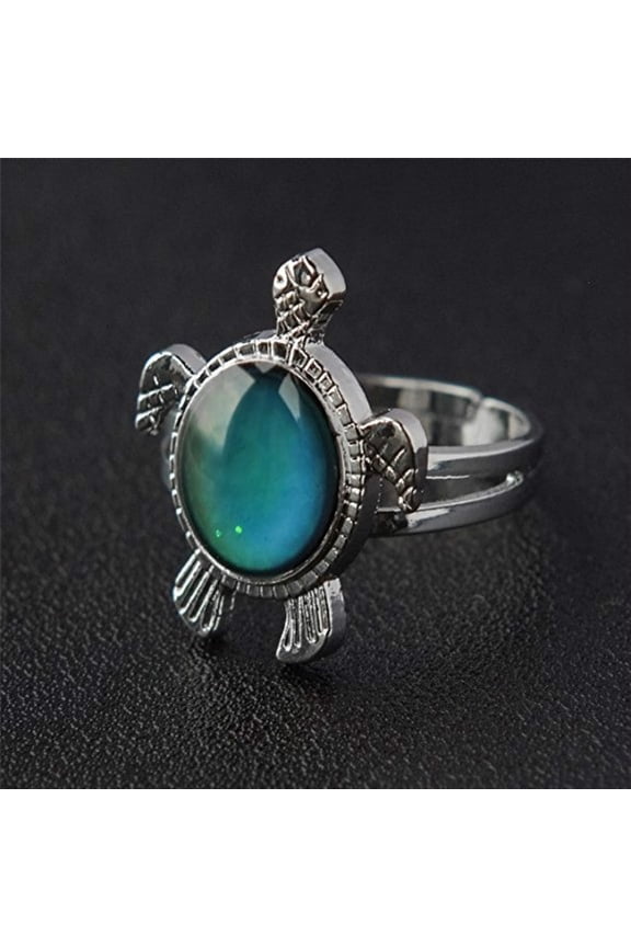 Unisex Couple Ring Adjustable Metal Plating Little Turtle Ring Color Changing Ring European and American Ring