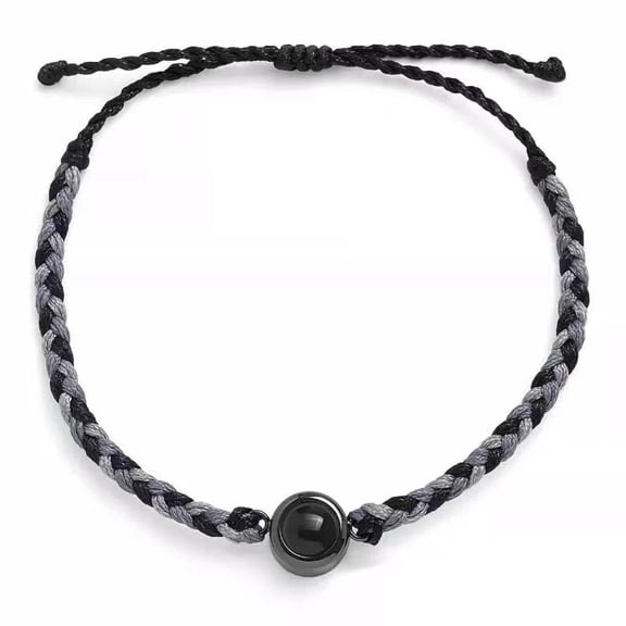 Adjustable Color Photo Projection Titanium Steel Bead Round Rope Bracelet