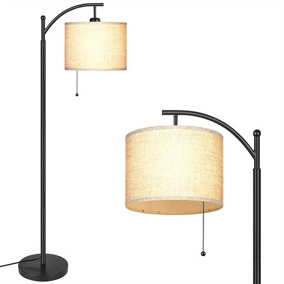 Adjustable Color Temperature Black Curved Floor Lamp - 3 Lighting Modes, 3000K-6000K Warm to Cool White, LED Bulb Included for Living Room, Bedroom, Office