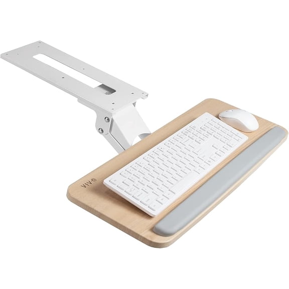 Adjustable Computer Keyboard and Mouse Platform Tray Ergonomic Under Table Desk Mount Drawer Underdesk Shelf, Light Wood, MOUNT-KB03C