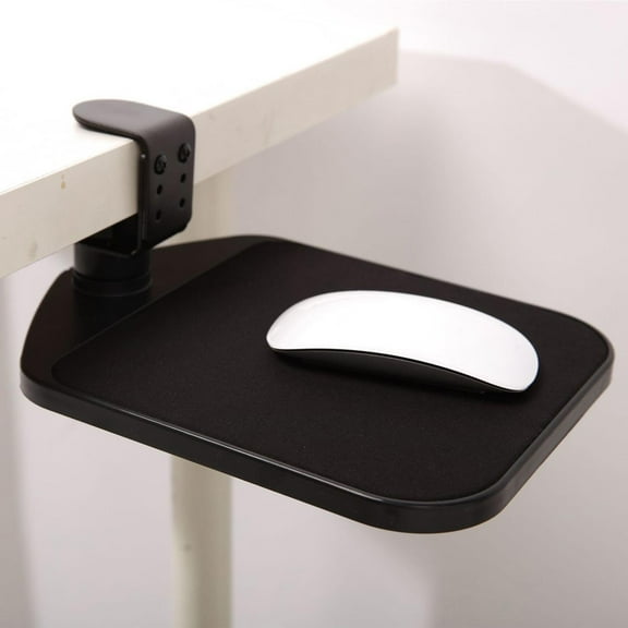 Adjustable Computer Mouse Pad Clip on Desktop 360 Rotatable Mouse Tray Table Mount Mouse Platform Clamp on under Desk for Work