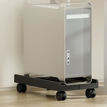 Adjustable Computer Tower Stand with 4 Locking Casters | Mobile Ventilated PC Cart Rack | Fits Desktop Computer Host | 66 lb Capacity | White or Black