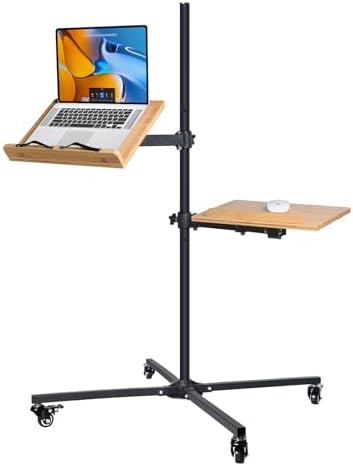 Computer Table Working Stand Adjustable Computer Workstation Stand with Mouse Pad, Portable Laptop ...