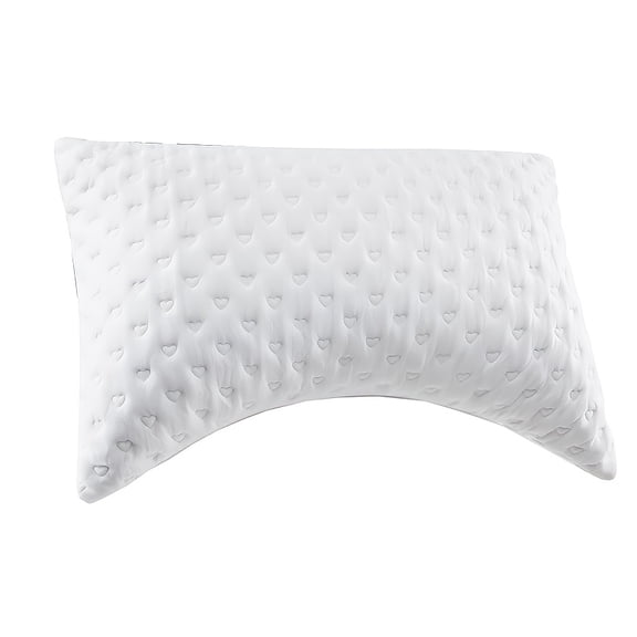 Adjustable Contour Pillow - Large Crescent Pillow - Designed for Side And Back Sleepers - Comfortable Neck And Shoulder Support - Includes Extra Stuffing (White)