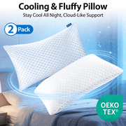 Adjustable Cooling Memory Foam Pillow for Sleeping, Breathable Shredded Foam Bed Pillow with Washable Cover, Soft Support Pillow for Side Back Stomach Sleepers, Ideal for King Size Mattresses
