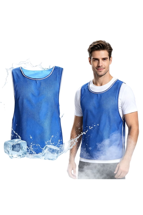 Adjustable Cooling Vest with 24 Ice Packs for Men and Women, Anti-Heat Ice Vest PVA Waterproof Ice Vest Resistant Personal Cooling Vest Sports Vest for Outdoor Work and Motorcycle, Blue