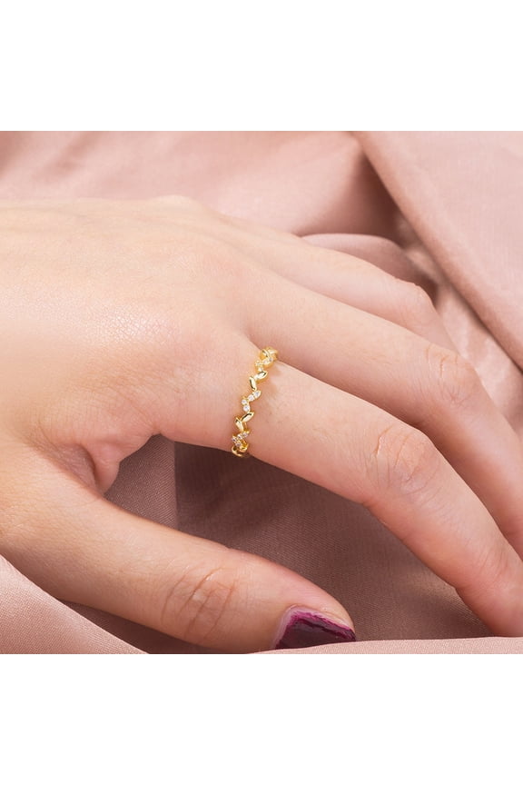 Adjustable Copper Branch Leaf Ring with Sparkling Zircon Stones, European American Style, Retro Design for Women