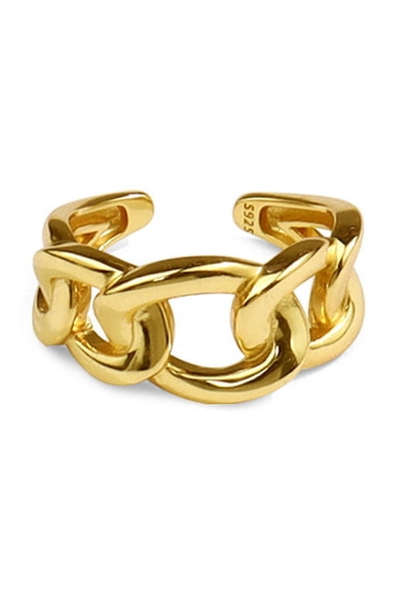 Womens Copper Chain Ring Korean Golden Adjustable Ring Electroplated Individually Packed Holiday Gift Customizable Summer Ring