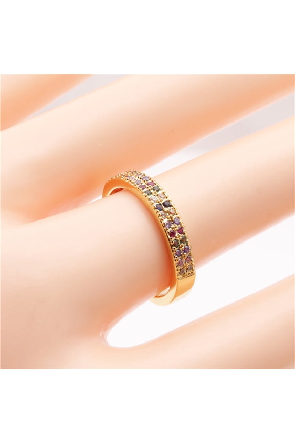 Adjustable Copper Gemstone Eye Ring with Zircon Inlay Opening Design Unisex Fashion Jewelry Durable Everyday Wear