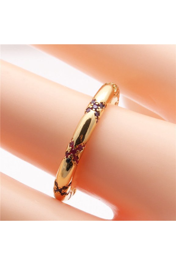 Adjustable Copper Gemstone Eye Ring with Zircon Inlay Opening Design Unisex Fashion Jewelry Durable Everyday Wear