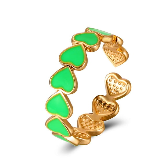 Adjustable Copper Ring With Open Heart Design Geometric Pattern Electroplated Finish Jewelry Fashion Accessory