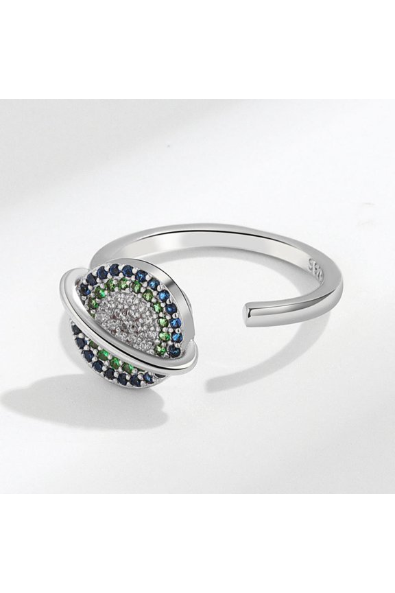 Adjustable Copper Ring Rotating Planet Orbital Design Unisex Celestial Jewelry Gift For Women Space Themed Accessory