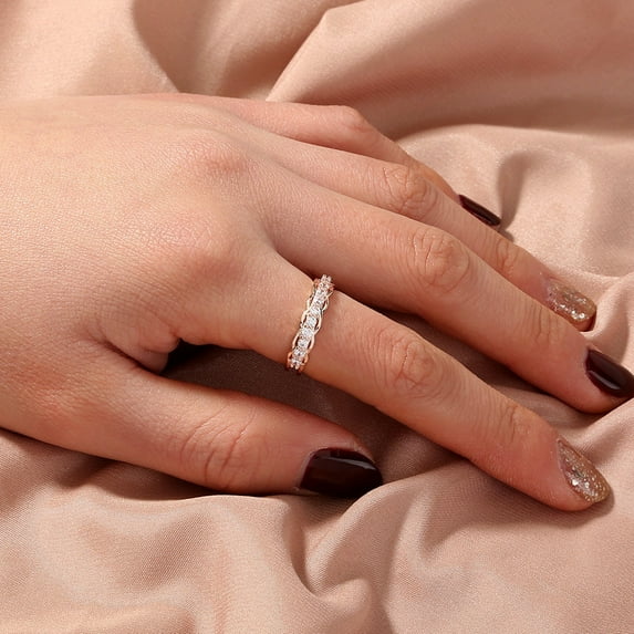 Unisex Copper Ring Adjustable Open Ring with White Zircon Geometric Design for Women and Men One Size Fits Most Fashion Jewelry