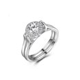 thumbnail image 1 of Adjustable Copper Ring for Women, Fashion OL Style, Heart Shape Design with Alloy Inlaid Artificial Gemstones, Electroplated Finish, 1 of 3