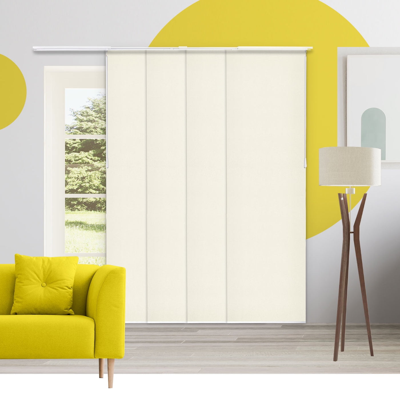 Adjustable Cordless Blackout Panel Track Blinds, Melrose Ivory - 46"-86"W X 0"-96"H