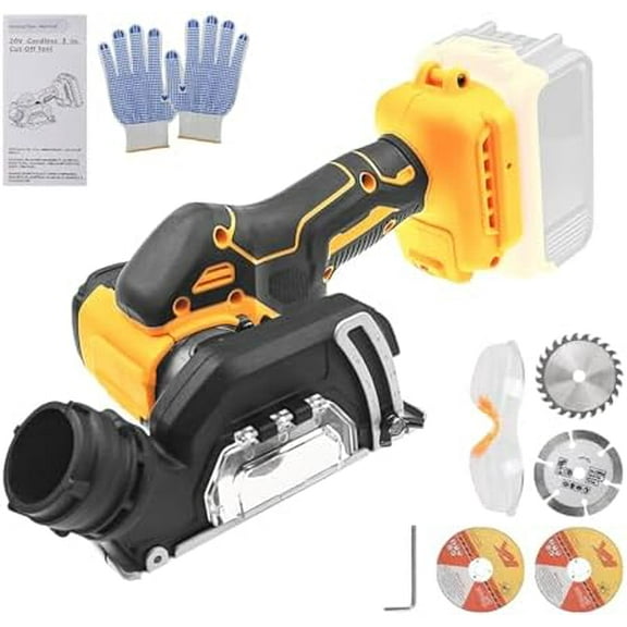 Adjustable Cordless Cut Off Tool Compatible with Dewalt 20V MAX Battery, Rotorazer Saw Brush Cordless Angle Grinder Tile Cutter 20,000RPM, 4 Saw 3" Blades for Metal,Wood,Tile,Plastic (No Battery)