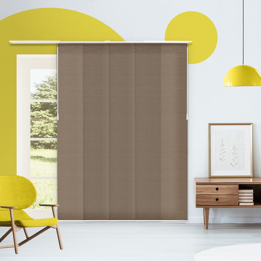 Adjustable Cordless Light Filtering Panel Track Blinds, Wilshire Truffle - 46"-86"W X 0"-96"H