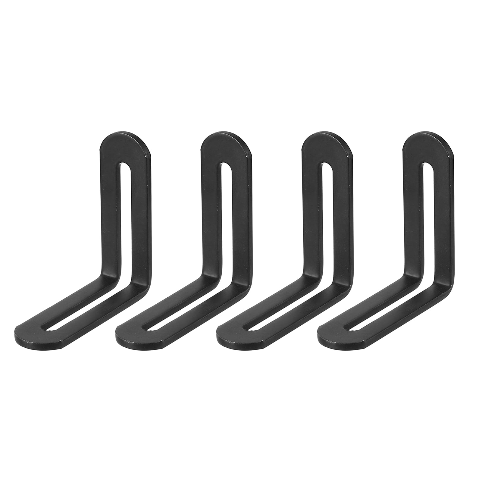 4 Pack Black L Shelf Brackets - Heavy Duty Steel Corner Braces For Floating Shelves 4 Inch