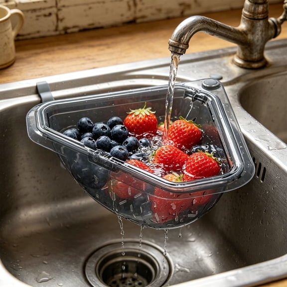 Adjustable Corner Sink Strainer, Triangle Drain Colander, 360° Reusable Mesh, Kitchen Gadgets, Sink Accessories, For Washing Veggies & Catching Debris