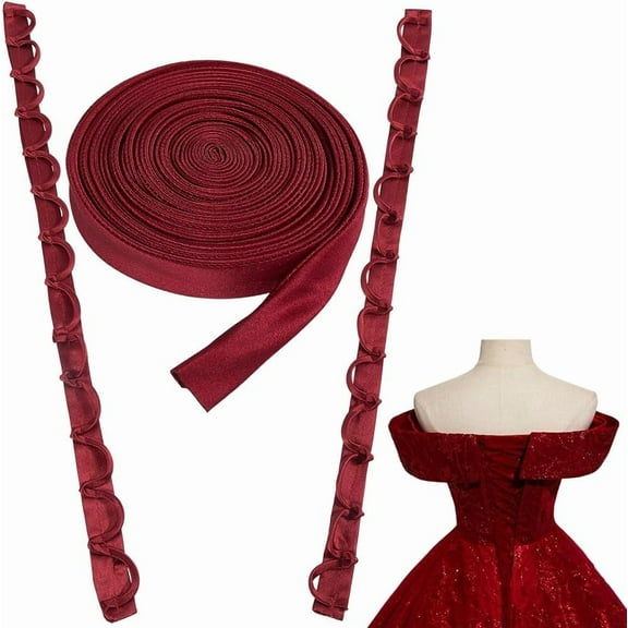 Adjustable Corset Back Kit Wedding Dress Corset Kit Bridal Dress Zipper Replacement Polyester Lace-up Loops Ribbons Ties Fit Satin Corset Back Kit DIY