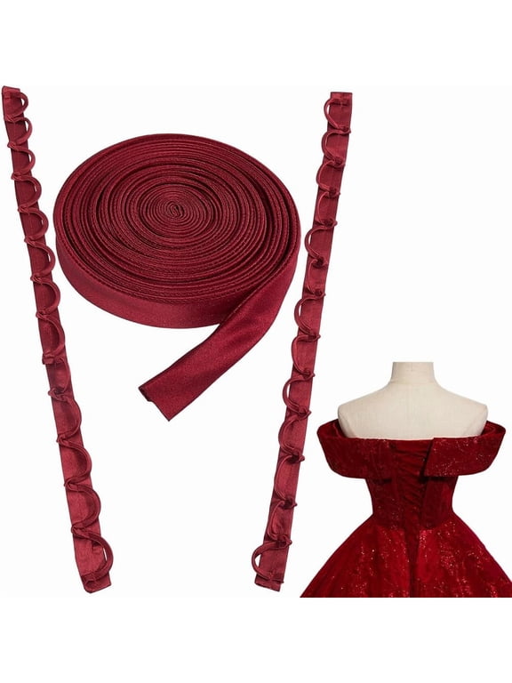 Adjustable Corset Back Kit Wedding Dress Corset Kit Bridal Dress Zipper Replacement Polyester Lace-up Loops Ribbons Ties Fit Satin Corset Back Kit for Formal Prom Evening Gown FireBrick DIYDIY