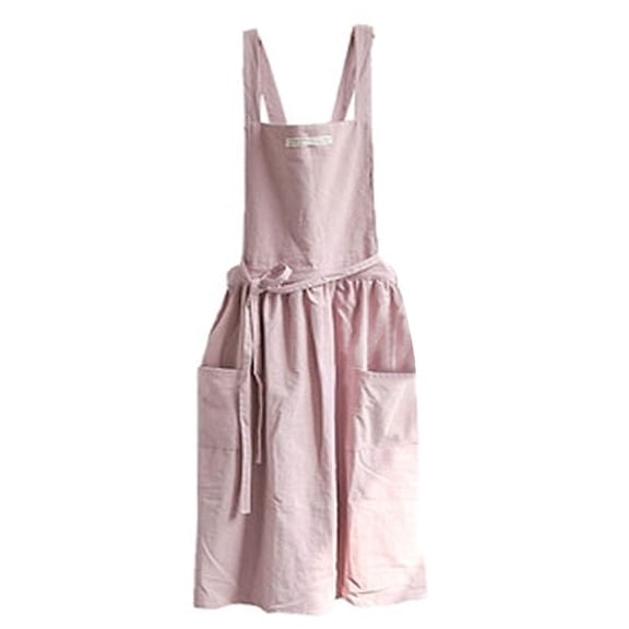 Haiamaoyi Adjustable Strap Cotton Apron with Large Front Pockets and Waist Tie for Kitchen Cooking Baking Gardening