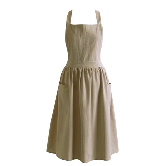 Adjustable Cotton Apron with Large Pockets Cross Back Design Full Coverage Cooking Baking Kitchen Workwear