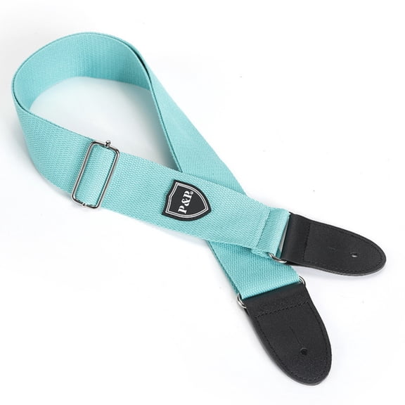 Adjustable Cotton Guitar Strap with Leather Ends for Acoustic Electric & Bass Guitar, Solid Color Shoulder Strap