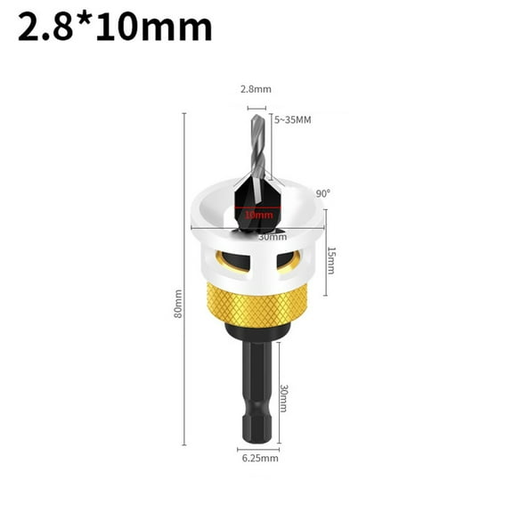 Adjustable Countersink Drill Bits with Depth Stop Hex Shank For Woodworking