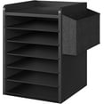 thumbnail image 1 of Adjustable Countertop Mail Sorter, 6 Tier Wooden Paper Organizer, Vertical Literature Organizer with Side Storage, Office Mailbox Cubbies, Classroom Mailbox, for Home, Office, Black, 1 of 9