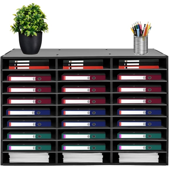 Adjustable Countertop Mail Sorter,Desktop Literature Organizer, 27 Slots File Sorter Literature Organizer Mail Paper Storage Holder Open Design