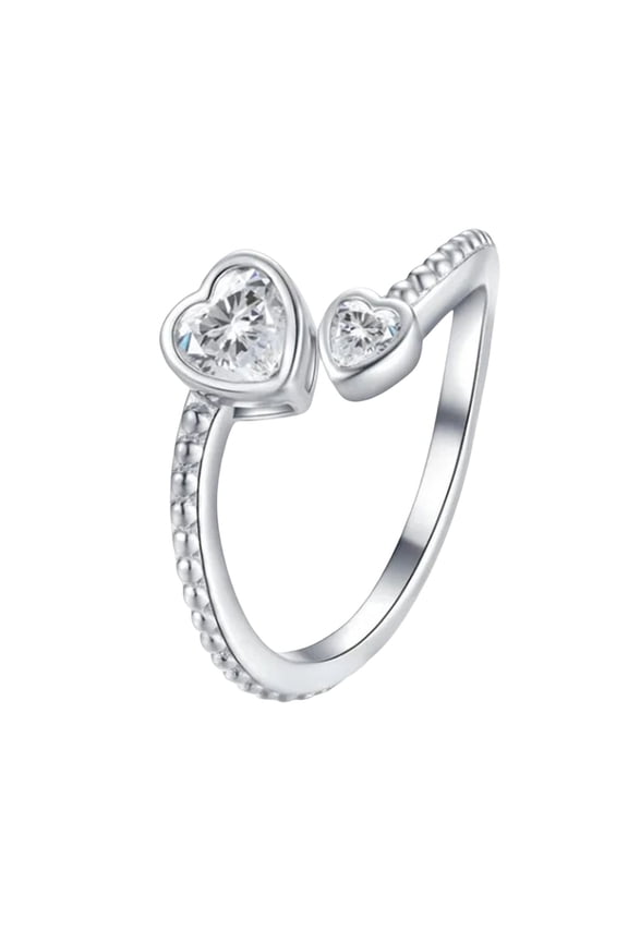 Adjustable Couple Ring Birthstone Heart Constellation Jewelry Set Romantic Matching Rings Zodiac Inspired Design Anniversary Birthday Gift Adjustable Finger Size Couple Relationship Symbol Accessory
