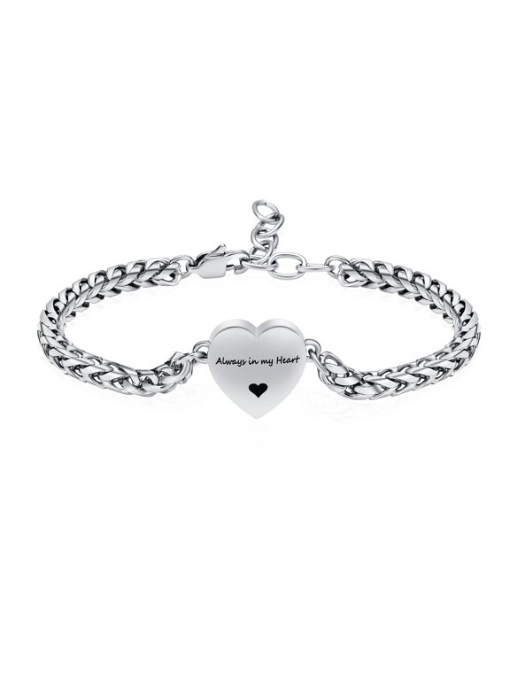 Adjustable Cremation Jewelry Heart Urn Bracelet for Ashes Stainless Steel Ashes Bracelet Bangles Keepsake Memorial Jewelry Ash Holder for Women Men